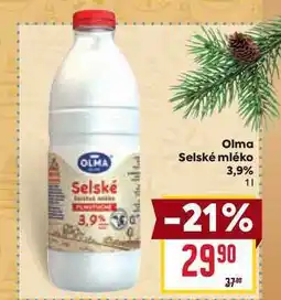 Billa Olma Selské mléko 3,9% 1l nabídka