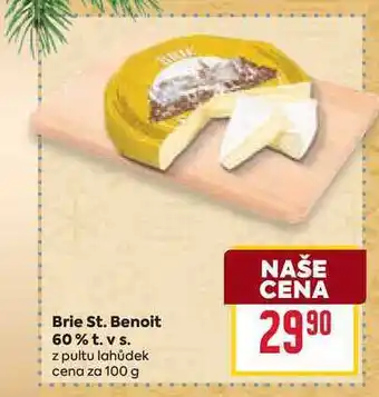 Billa Brie St. Benoit 60% t. vs. z pultu lahůdek cena za 100 g nabídka