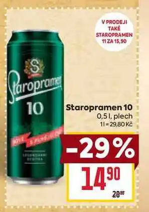 Billa Staropramen 10 0,51, plech nabídka