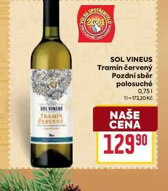 Billa SOL VINEUS Tramín červený Pozdní sběr polosuché 0,75l nabídka