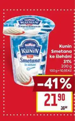 Billa Kunin Smetana ke šlehání 31% 200 g nabídka