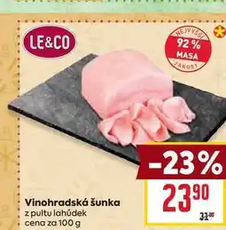 Billa Vinohradská šunka z pultu lahůdek cena za 100 g nabídka