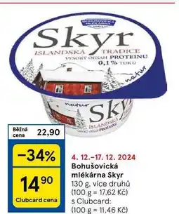 Tesco Bohušovická mlékárna Skyr, 130 g, více druhů nabídka