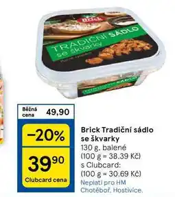 Tesco Brick Tradiční sádlo se škvarky, 130 g, balené nabídka