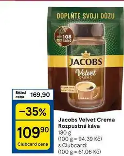 Tesco Jacobs Velvet Crema Rozpustná káva, 180 g nabídka