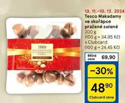 Tesco Tesco Makadamy ve skořápce pražené solené, 200 g nabídka