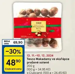 Tesco Tesco Makadamy ve skořápce pražené solené, 200 g nabídka