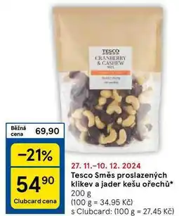 Tesco Tesco Směs proslazených klikev a jader kešu ořechů, 200 g nabídka