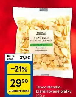 Tesco Tesco Mandle blanšírované plátky, 100 g nabídka
