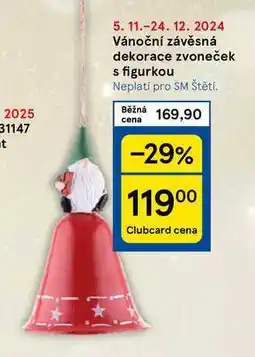 Tesco Vánoční závěsná dekorace zvoneček s figurkou nabídka