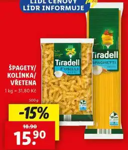 Lidl ŠPAGETY/KOLÍNKA/VŘETENA, 500 g nabídka