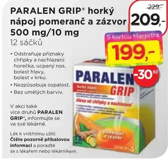 Magistra lékárny Paralen grip horký nápoj pomeranč a zázvor nabídka