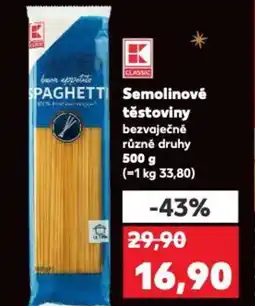 Kaufland Semolinové těstoviny nabídka