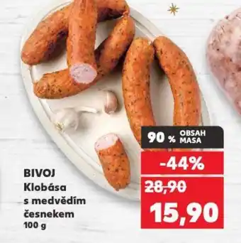 Kaufland Bivoj klobása s medvědím česnekem nabídka