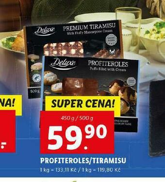 Lidl Profiteroles / tiramisu nabídka