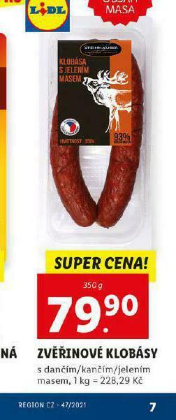 Lidl Zvěřinové klobásy nabídka