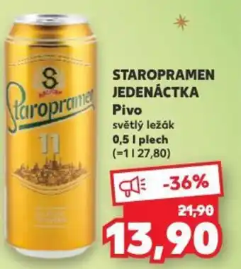 Kaufland STAROPRAMEN JEDENÁCTKA Pivo světlý ležák nabídka