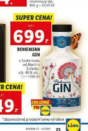 Lidl Bohemia gin nabídka
