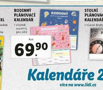 Lidl Rodinný plánovací kalendář nabídka