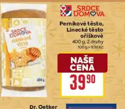 Billa SRDCE DOMOVA Perníkové těsto, Linecké těsto oříškové nabídka