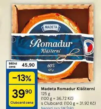 Tesco Madeta Romadur Klášterní, 125 g nabídka