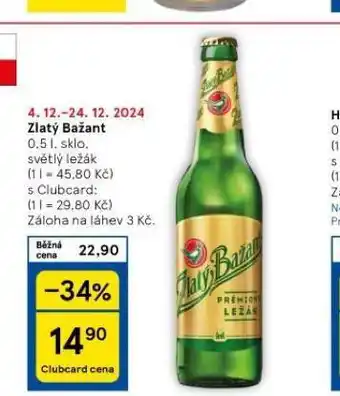 Tesco Pivo zlatý bažant nabídka