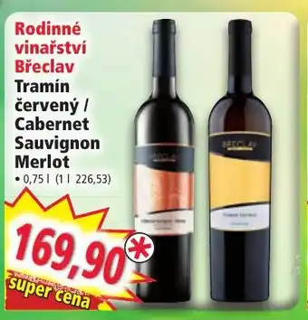 Norma RODINNÉ VINAŘSTVÍ BŘECLAV Tramín červený / cabernet sauvignon merlot nabídka