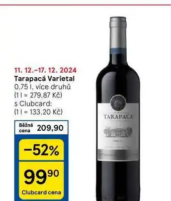 Tesco Tarapacá Varietal, 0,75 l nabídka