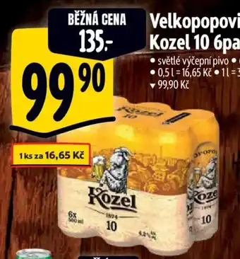 Albert Velkopopovický Kozel 10 nabídka