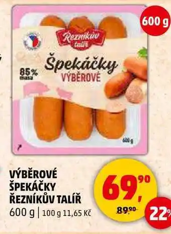 Penny Market VÝBĚROVÉ ŠPEKÁČKY ŘEZNÍKŮV TALÍŘ, 600 g nabídka