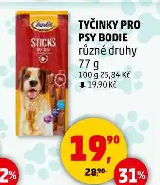 Penny Market TYČINKY PRO PSY BODIE různé druhy, 77 g nabídka