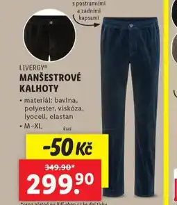 Lidl Manšestrové kalhoty nabídka