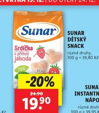 Lidl Sunar dětský snack nabídka