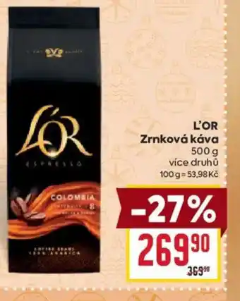 Billa L'OR Zrnková káva nabídka