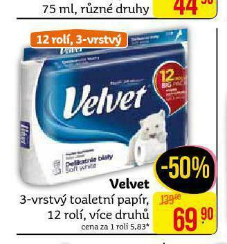 Teta Velvet toaletní papír nabídka