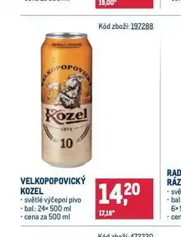 Makro Pivo velkopopovický kozel nabídka