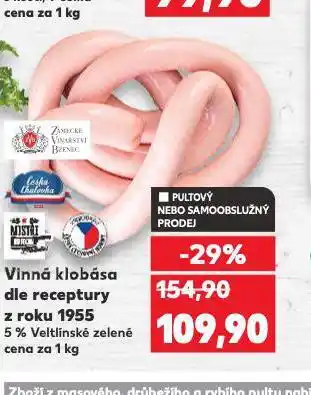 Kaufland Vinná klobása dle receptury z roku 1955 nabídka
