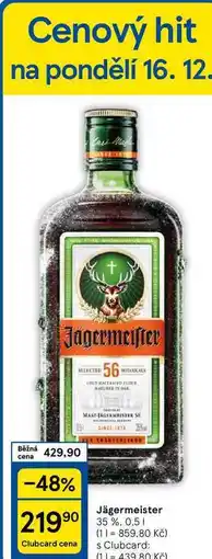 Tesco Jägermeister, 0,5 l nabídka