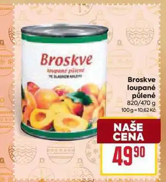 Billa Broskve loupané půlené 820/470 g nabídka