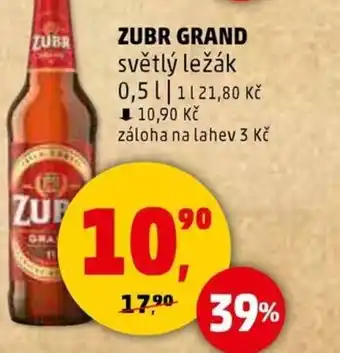 Penny Market ZUBR GRAND světlý ležák nabídka