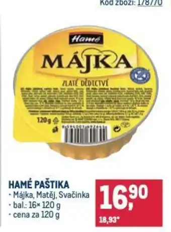 Makro Hamé paštika nabídka