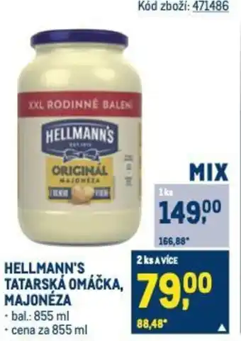 Makro HELLMANN'S Tatarska omáčka, majonéza nabídka