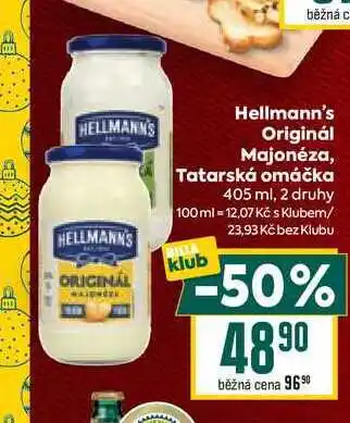 Billa Hellmann's tatarská omáčka, majonéza 405ml nabídka