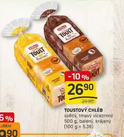 Flop TOUSTOVÝ CHLÉB světlý, tmavý vícezrnný 500 g, balený, krájený nabídka