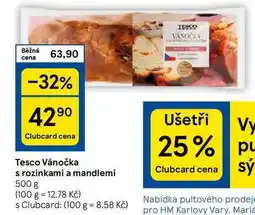 Tesco Tesco Vánočka s rozinkami a mandlemi, 500 g nabídka