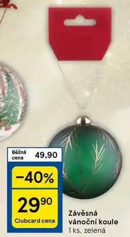 Závěsná vánoční koule, 1 ks, zelená