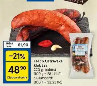 Tesco Tesco Ostravská klobása, 220 g, balená nabídka