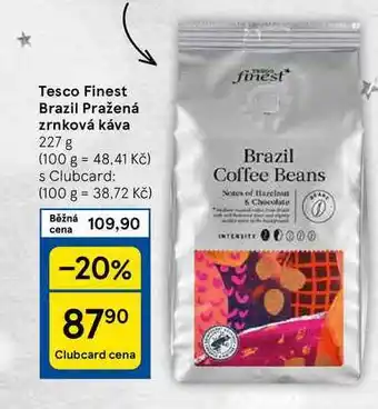 Tesco Tesco Finest Brazil Pražená zrnková káva, 227 g nabídka