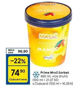 Tesco Prima Mrož Sorbet, 460 ml, více druhů nabídka