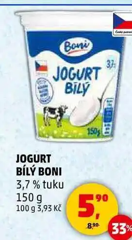 Penny Market JOGURT BÍLÝ BONI 3,7% tuku, 150 g nabídka